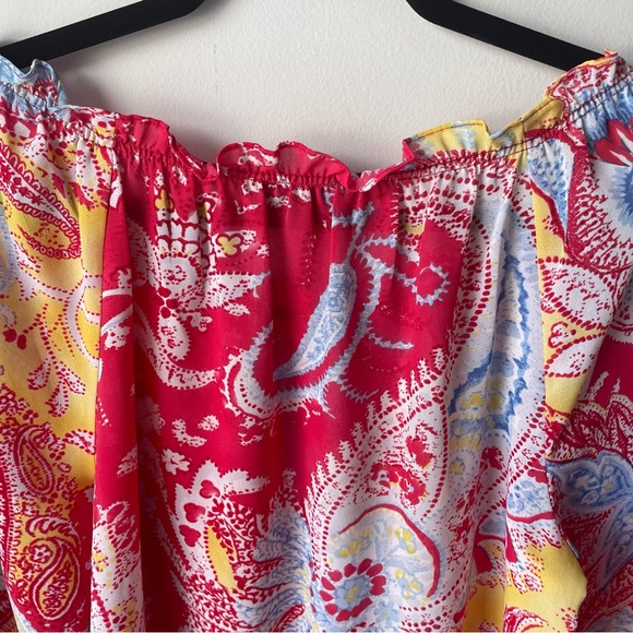 Chaps Multi Color Paisley Print Scoop Neck Blouse Top ~ Size Medium - Picture 6 of 16